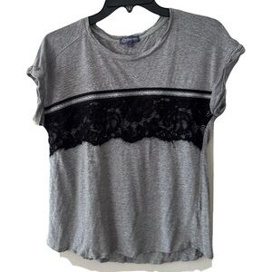 Democracy Lace Metallic Grey Graphic Tshirt